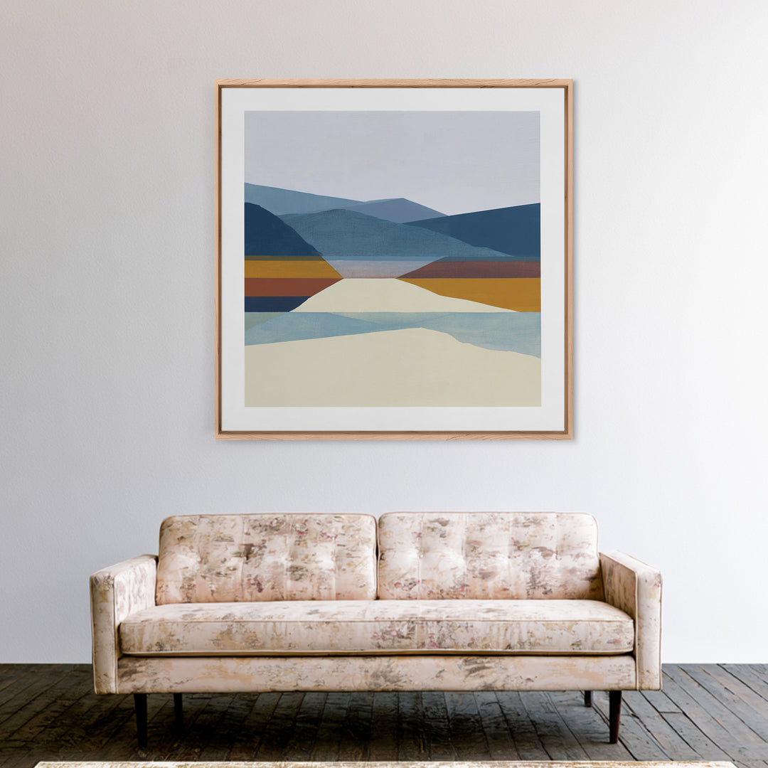 Minimal Fjord Landscape Canvas Print, Scandinavian Art, Neutral Decor, Living Room Decor, Fine Art, Nordic, Wall Decor, SCA-1x1-26