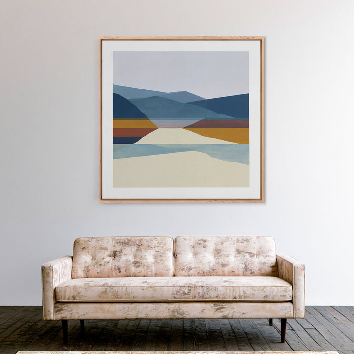 Minimal Fjord Landscape Canvas Print, Scandinavian Art, Neutral Decor, Living Room Decor, Fine Art, Nordic, Wall Decor, SCA-1x1-26