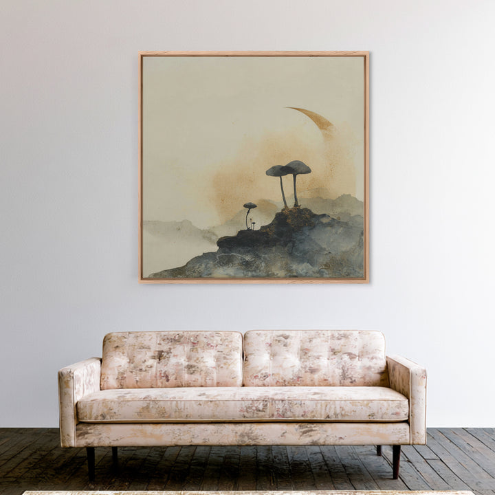 Reindeer Silhouette in Snowy Landscape Canvas Print, Scandinavian Art, Modern Decor, Living Room Decor, Fine Art, Nordic, SCA-1x1-30