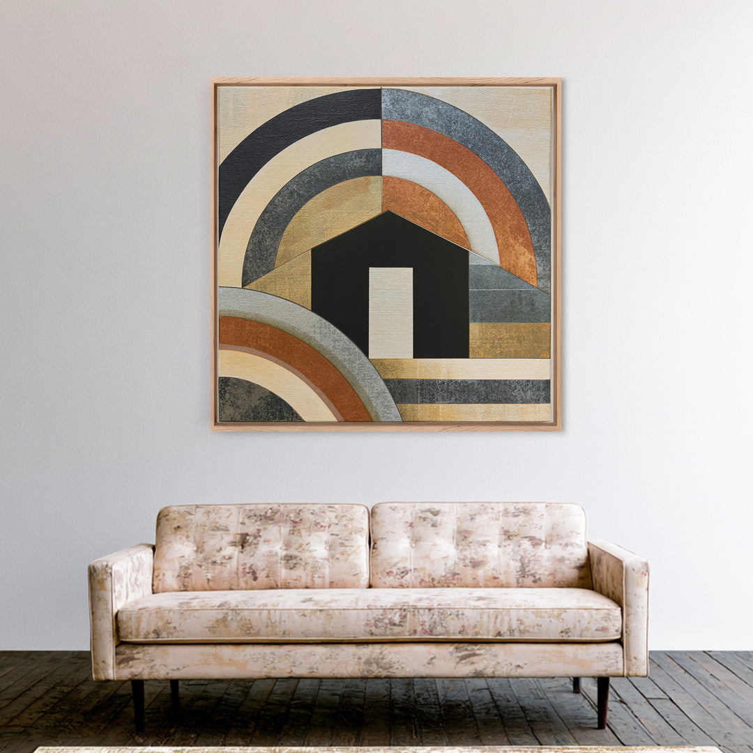 Simple Black House Shape Canvas Print, Scandinavian Art, Boho Wall Art, Living Room Decor, Abstract Art, Nordic, Modern Decor, SCA-1x1-31