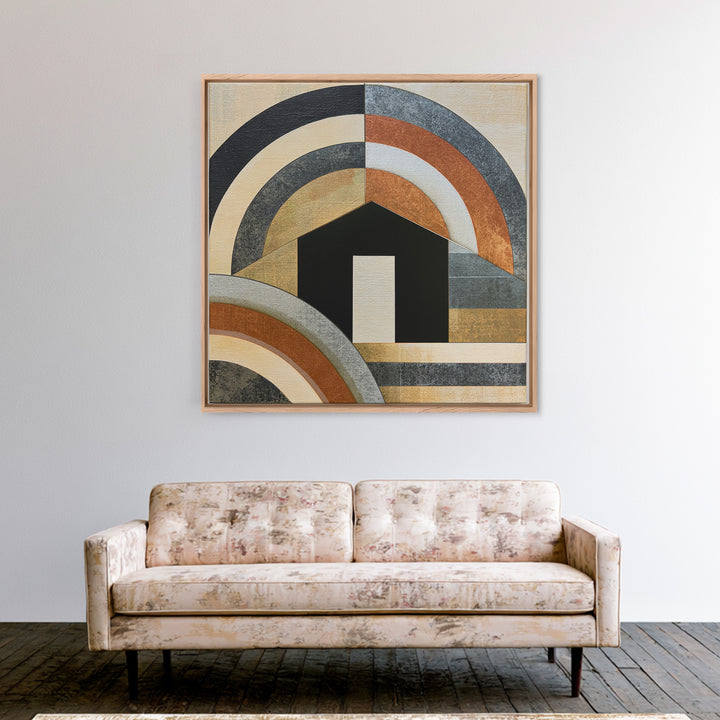 Simple Black House Shape Canvas Print, Scandinavian Art, Boho Wall Art, Living Room Decor, Abstract Art, Nordic, Modern Decor, SCA-1x1-31