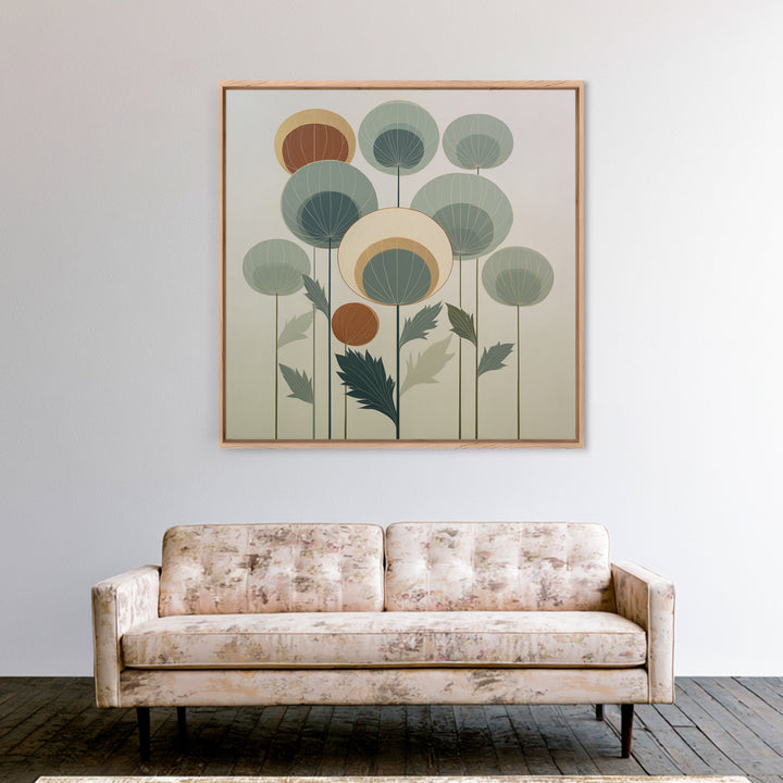 Minimal Meadow Flowers Framed Canvas Print, Scandinavian Art, Fine Art Print, Living Room Decor, Fine Art, Nordic, Printable, SCA-1x1-34