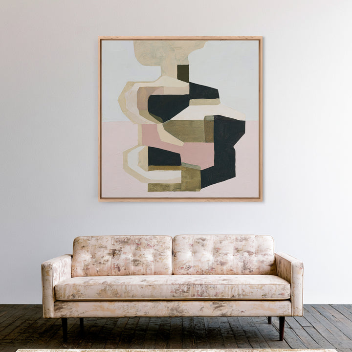 Winter Cabin Smoke Framed Canvas Print, Scandinavian Art, Scandinavian, Living Room Decor, Abstract Art, Nordic, Wall Art, SCA-1x1-42