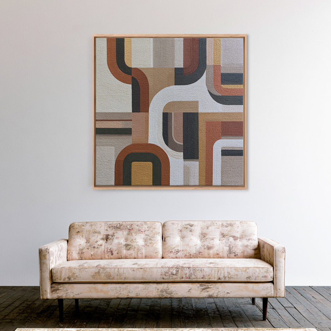 Soft Wool Texture Abstract Framed Canvas Print, Scandinavian Art, Boho Wall Decor, Living Room Decor, Fine Art, Nordic, SCA-1x1-43