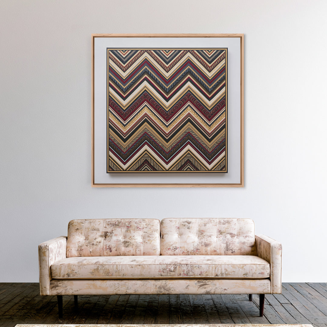 Herringbone Monochrome Pattern Framed Canvas Print, Scandinavian Art, Gallery Decor, Living Room Decor, Fine Art, Nordic, SCA-1x1-46