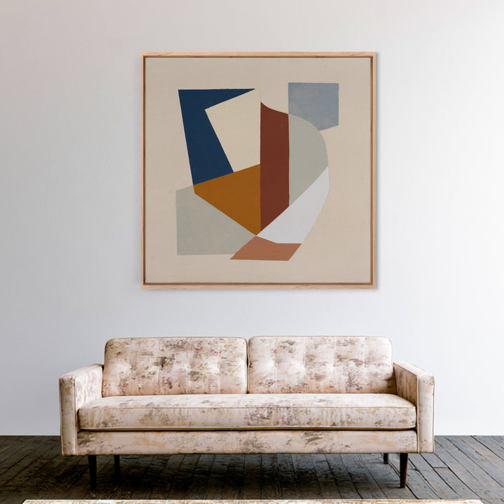 Soft Beige Geometric Abstraction Framed Canvas Print, Scandinavian Art, Gallery Decor, Living Room Decor, Abstract Art, Nordic, SCA-1x1-51