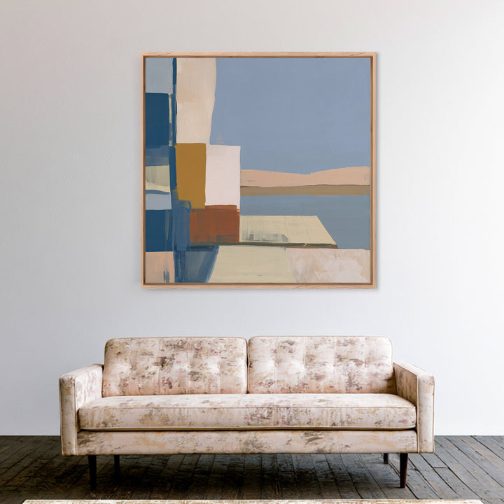 Calm Lake Dock Framed Canvas Print, Scandinavian Art, Fine Art Print, Living Room Decor, Oil Painting, Nordic, Printable, SCA-1x1-63