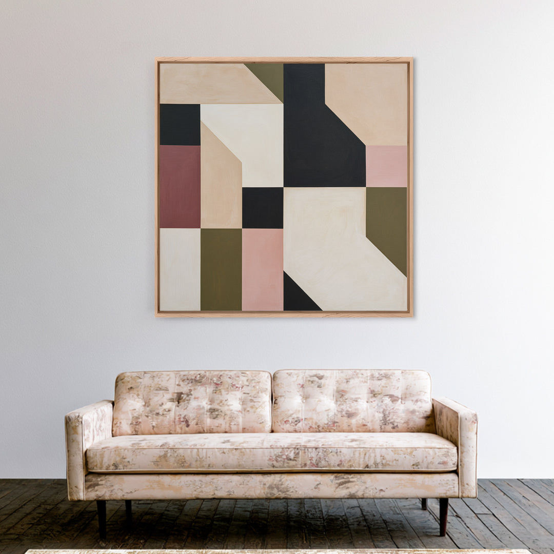 Scandinavian Textile Pattern Framed Canvas Print, Scandinavian Art, Abstract Wall Art, Living Room Decor, Fine Art, Nordic, SCA-1x1-64