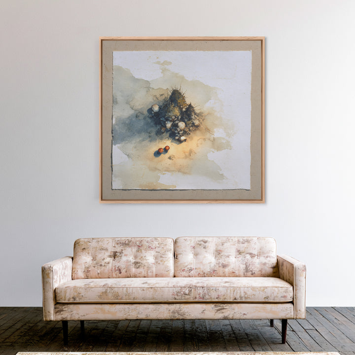 Winter Cabin Smoke Framed Canvas Print, Scandinavian Art, Scandinavian, Living Room Decor, Abstract Art, Nordic, Wall Art, SCA-1x1-66