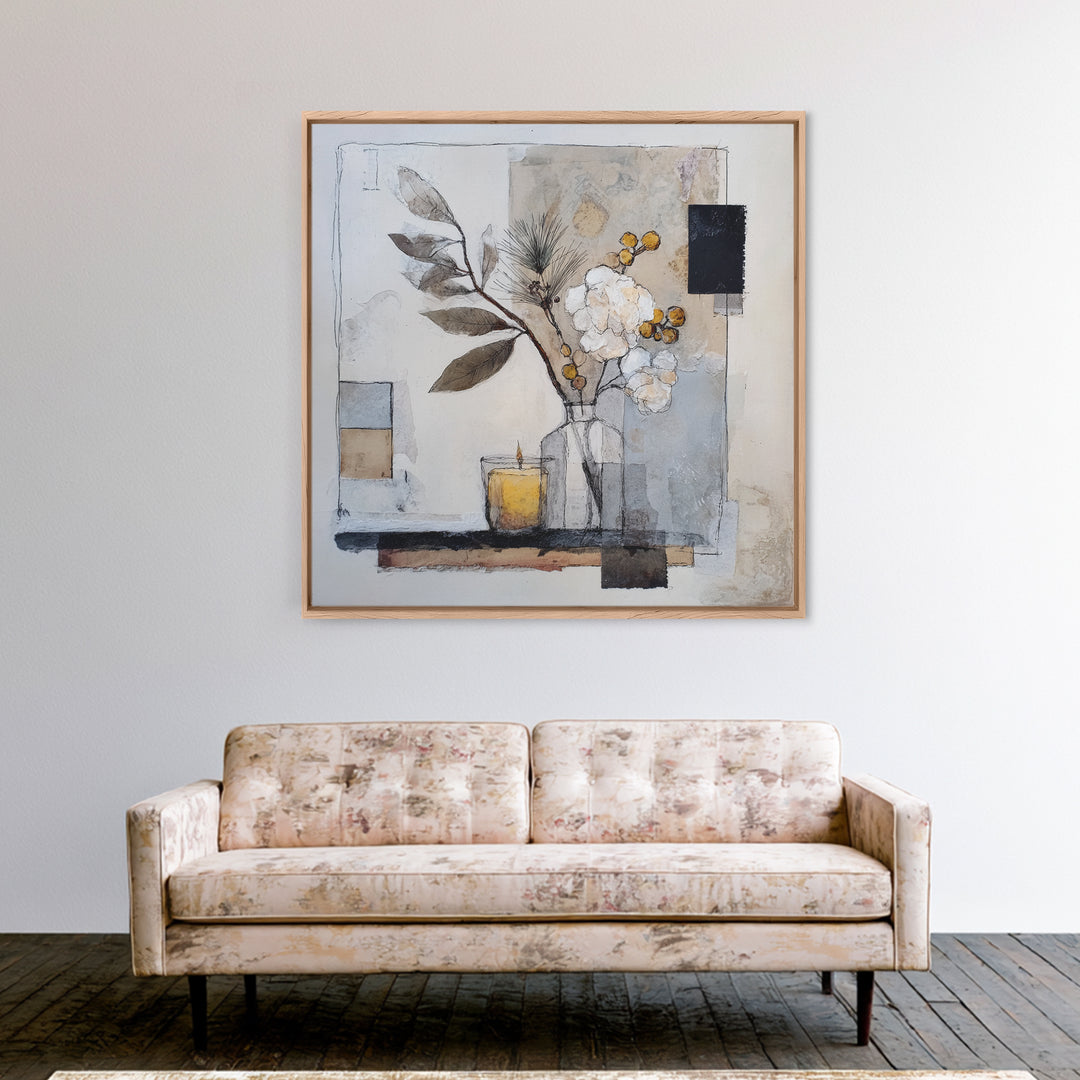 Soft Wool Texture Abstract Framed Canvas Print, Scandinavian Art, Statement Artwork, Living Room Decor, Abstract Art, Nordic, SCA-1x1-67