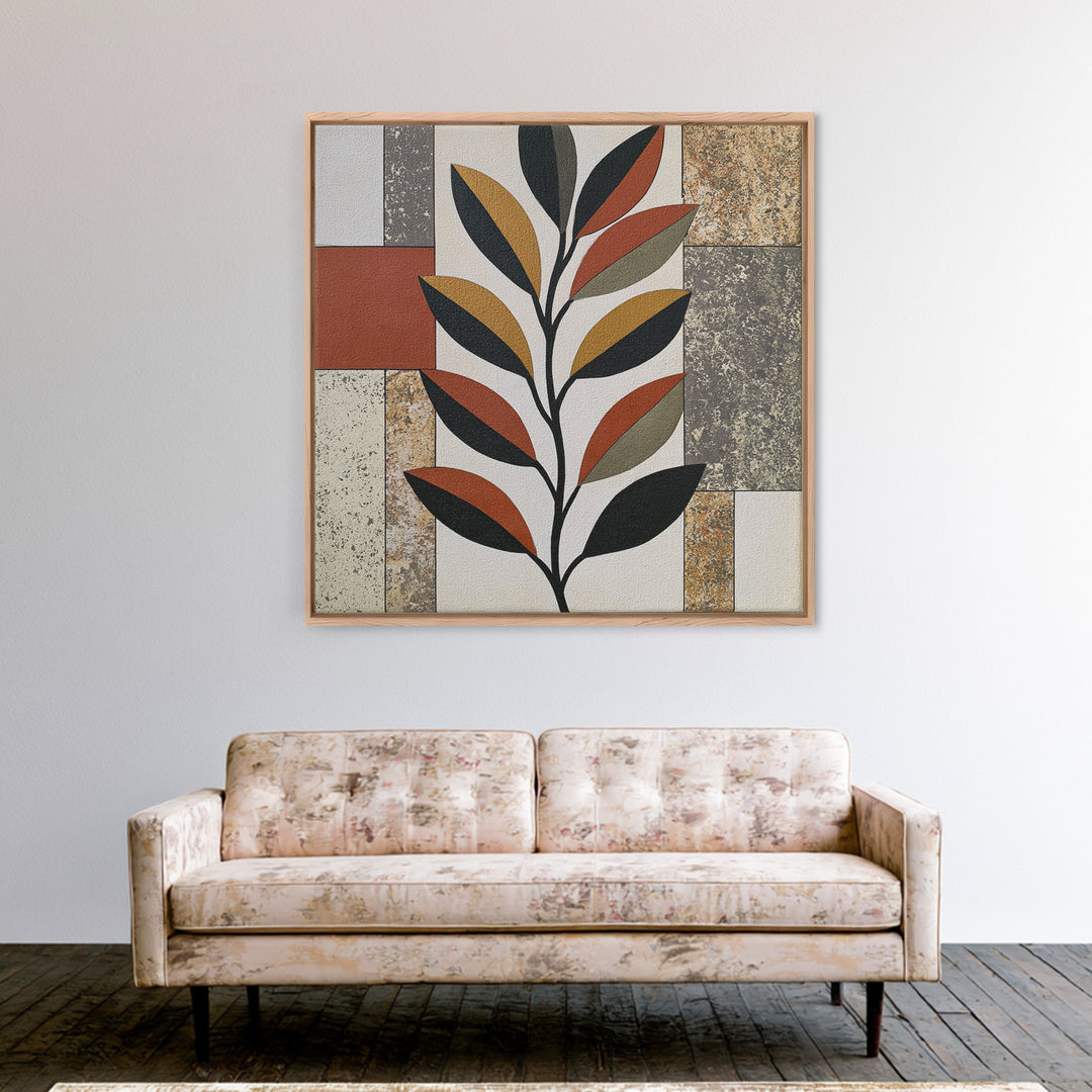 Single Black Branch on Warm White Background Canvas Print, Scandinavian Art, Modern Wall Art, Living Room Decor, Nordic, SCA-1x1-68