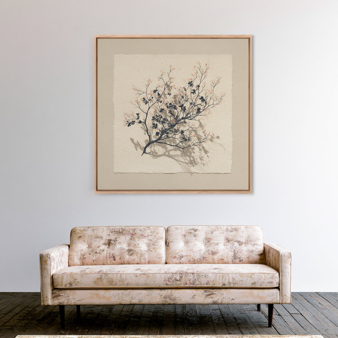 Quiet Coastal Rocks and Gray Sea Framed Canvas Print, Scandinavian Art, Scandinavian, Living Room Decor, Fine Art, Nordic, SCA-1x1-71