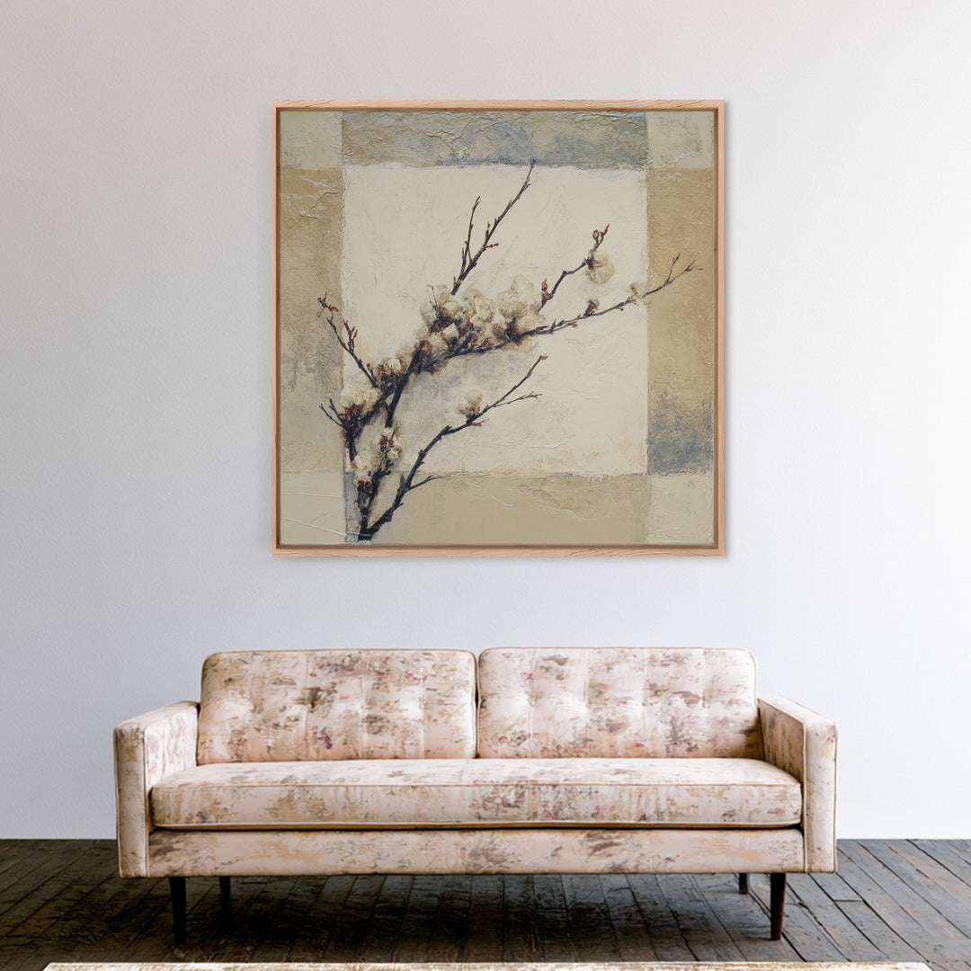 Pale Oak Botanical Line Drawing Canvas Print, Scandinavian Art, Christmas Decor, Living Room Decor, Fine Art, Nordic, SCA-1x1-77