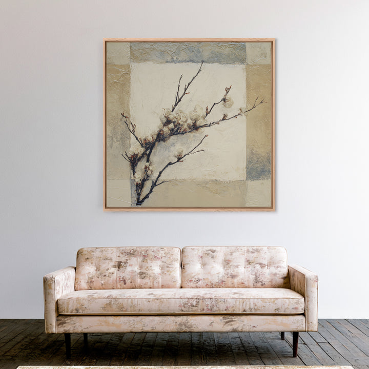 Pale Oak Botanical Line Drawing Canvas Print, Scandinavian Art, Christmas Decor, Living Room Decor, Fine Art, Nordic, SCA-1x1-77