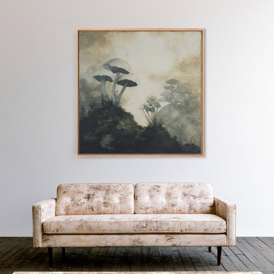 Reindeer Silhouette in Snowy Landscape Canvas Print, Scandinavian Art, Living Room Decor, Nordic, Printable Art, SCA-1x1-78