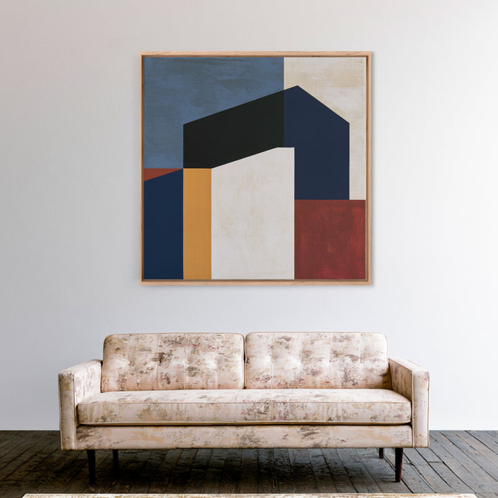 Simple Black House Shape Framed Canvas Print, Scandinavian Art, Room Decor, Living Room Decor, Nordic, Mid Century Modern, SCA-1x1-79