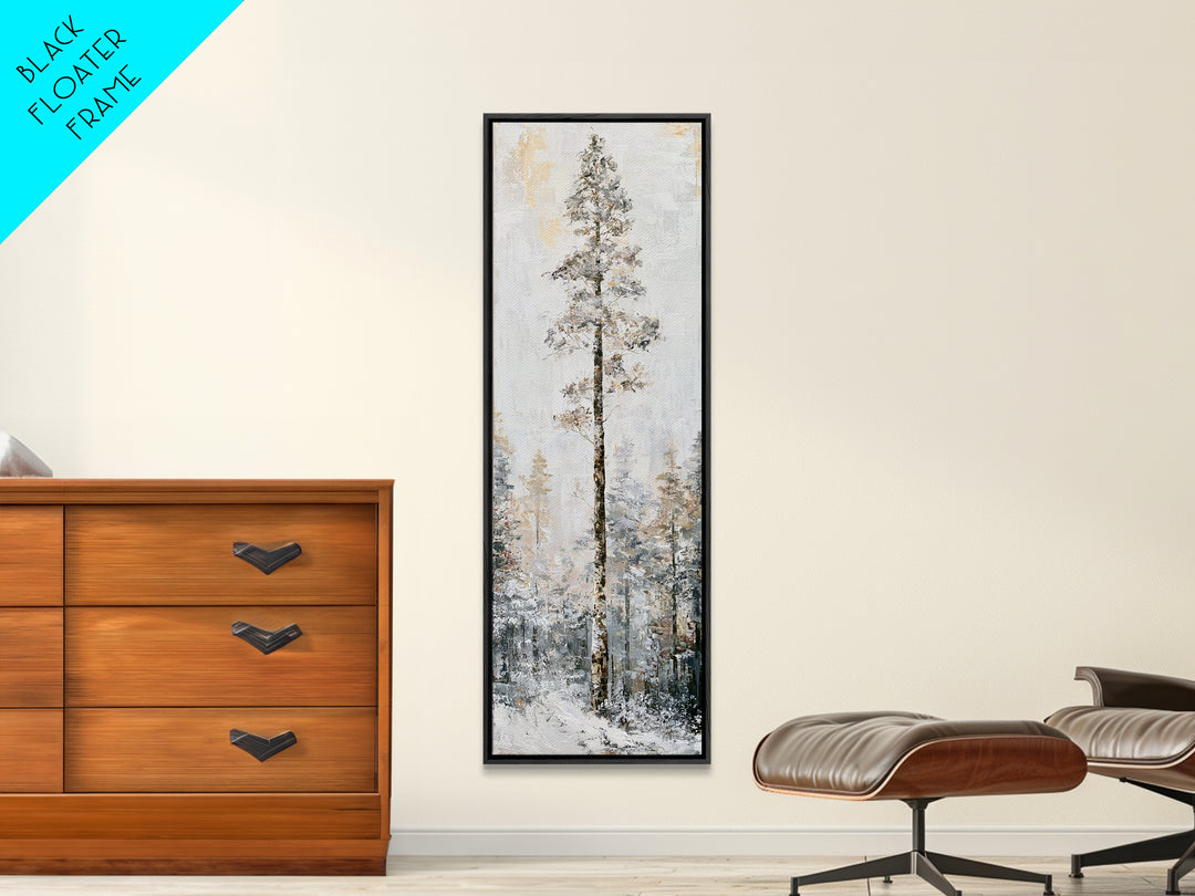 Snowy Nordic Forest Canvas Print, Scandinavian Art, Printable, Living Room Decor, Oil Painting, Nordic, Abstract Wall Art, SCA-1x3-13