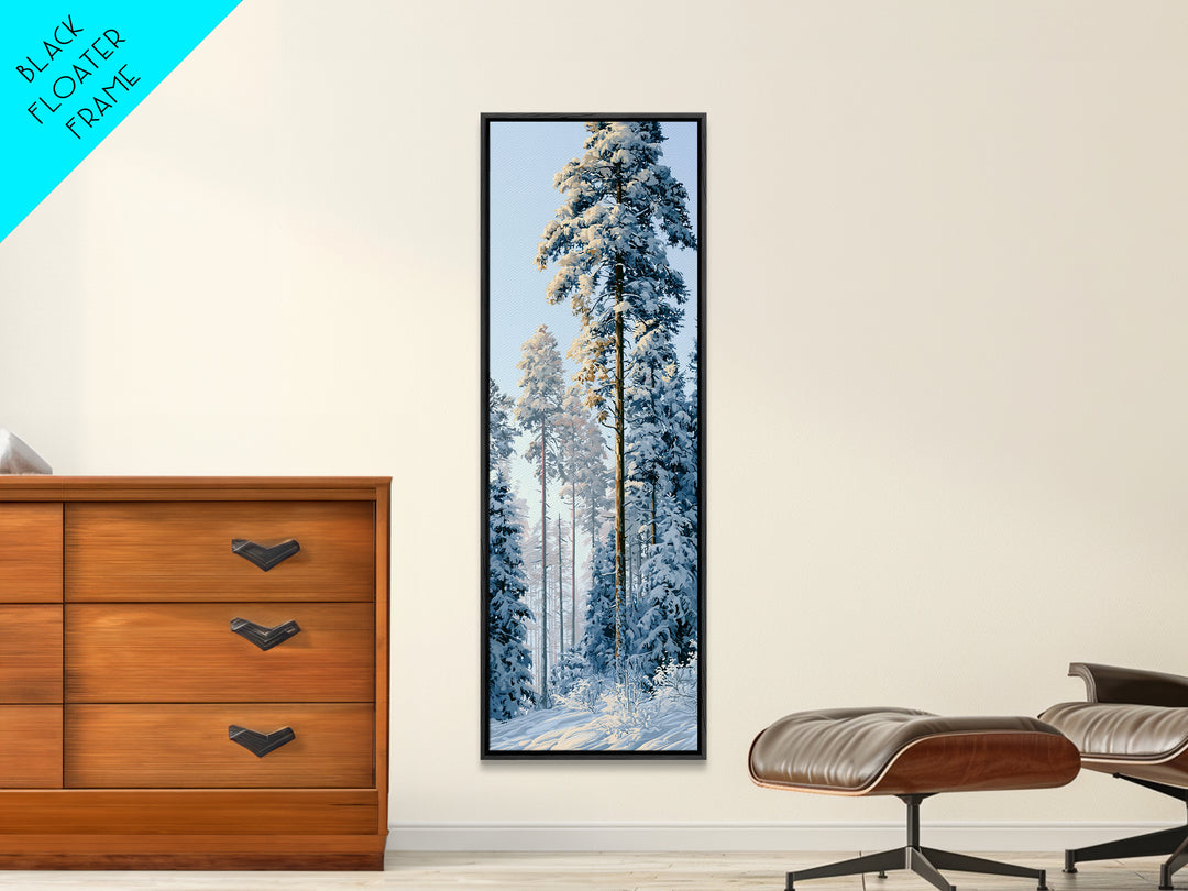 Snowy Nordic Forest Framed Canvas Print, Scandinavian Art, Digital Wall Art, Living Room Decor, Fine Art, Nordic, Boho Decor, SCA-1x3-61