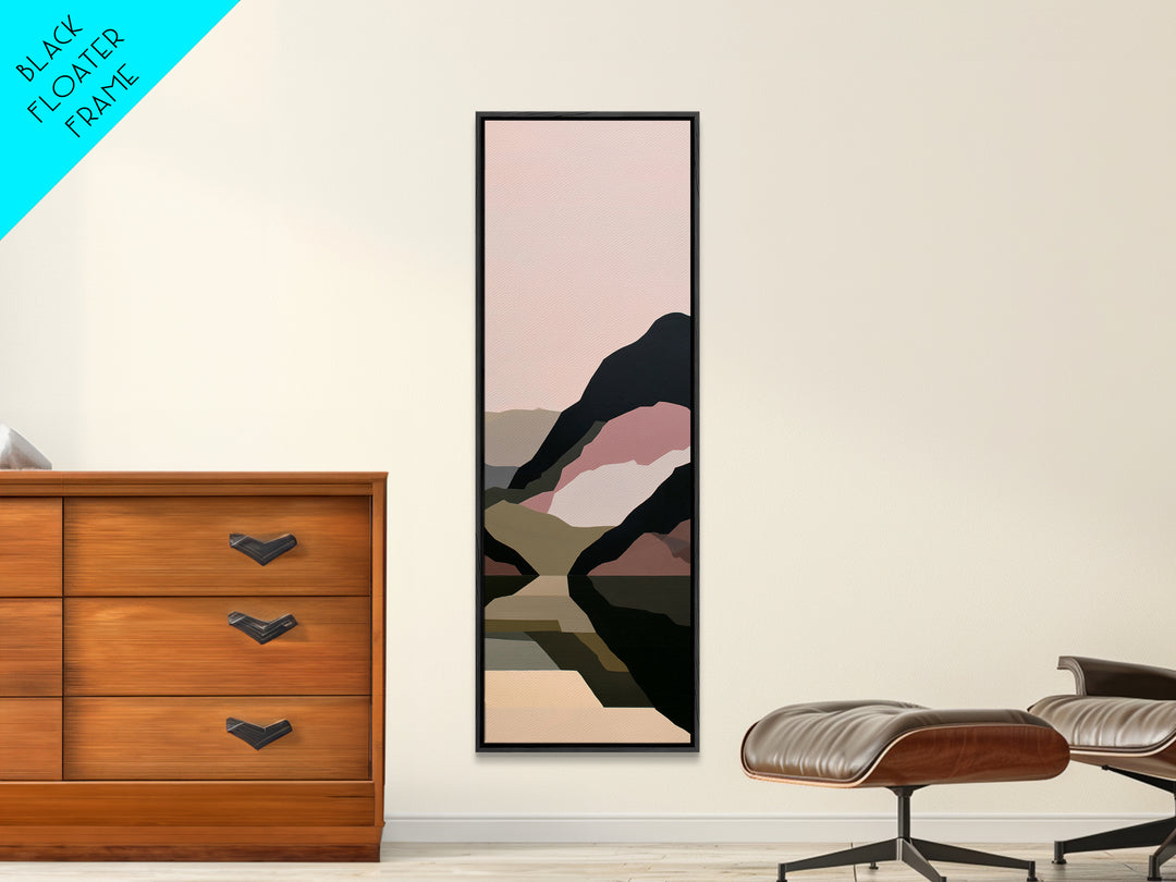 Minimal Fjord Landscape Framed Canvas Print, Scandinavian Art, Contemporary Art, Living Room Decor, Oil Painting, Nordic, SCA-1x3-62