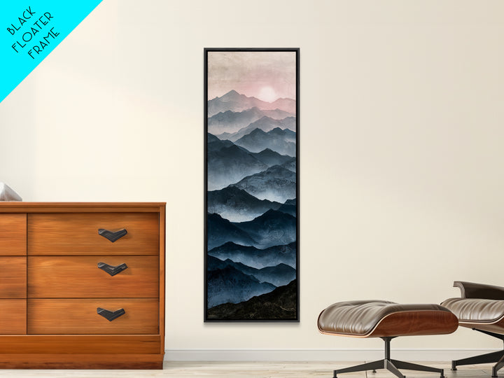 Muted Mountain Layers Canvas Print, Scandinavian Art, Floral Wall Art, Living Room Decor, Fine Art, Nordic, Minimalist Decor, SCA-1x3-68