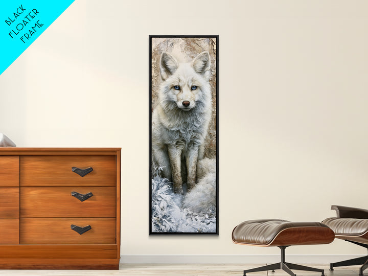 White Fox in Quiet Snow Canvas Print, Scandinavian Art, Modern Art, Living Room Decor, Fine Art, Nordic, Contemporary Art, SCA-1x3-72