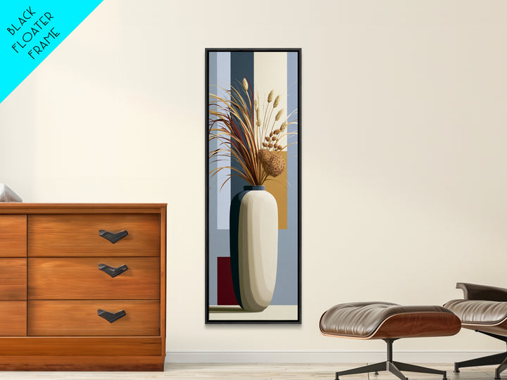 Ceramic Vase with Dried Grasses Canvas Print, Scandinavian Art, Boho Wall Art, Living Room Decor, Nordic, Modern Decor, SCA-1x3-73