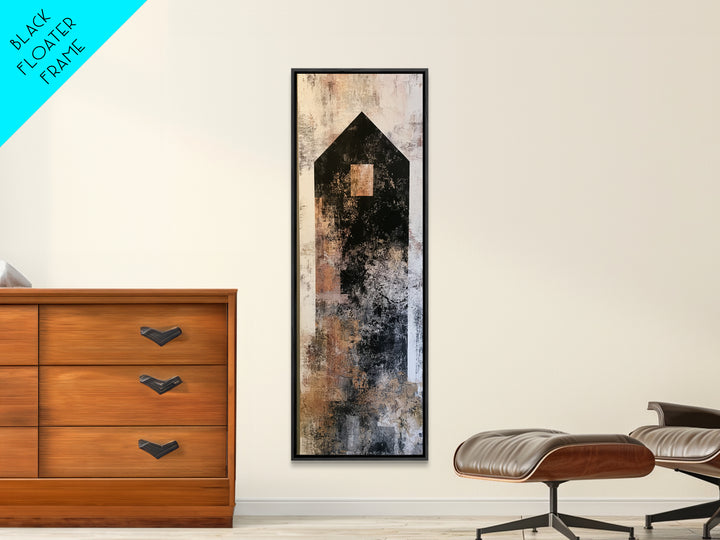 Simple Black House Shape Framed Canvas Print, Scandinavian Art, Decor, Living Room Decor, Fine Art, Nordic, Printable Art, SCA-1x3-91