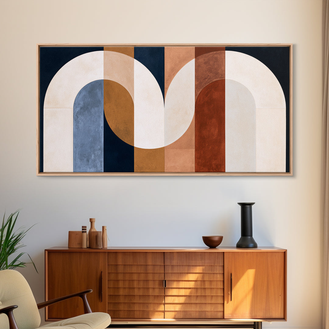 Abstract Arch Shapes Framed Canvas Print, Scandinavian Art, Decor, Living Room Decor, Abstract Art, Nordic, Printable Art, SCA-2x1-10