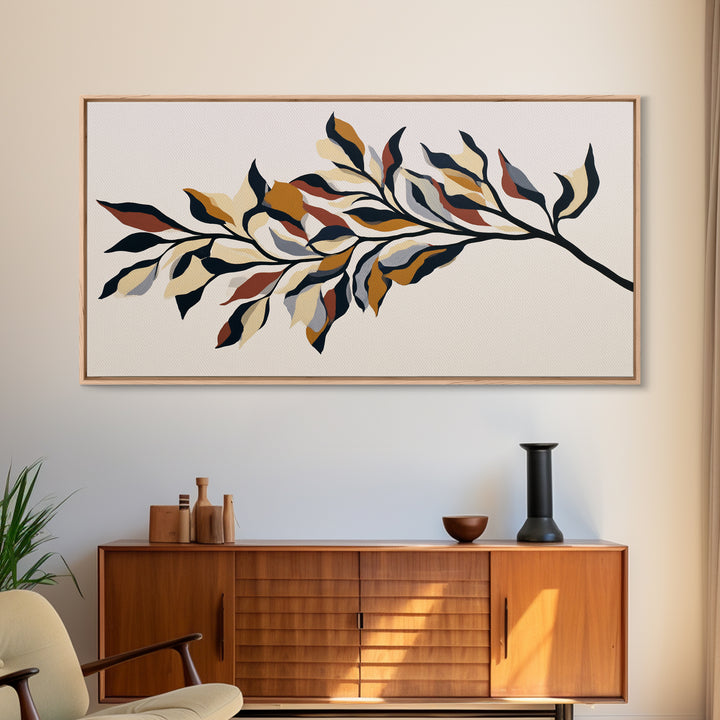 Single Black Branch on Warm White Background Canvas Print, Scandinavian Art, Fine Art Print, Living Room Decor, Nordic, SCA-2x1-16