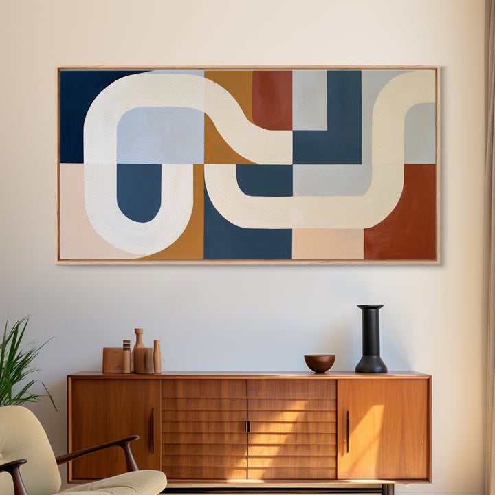 Soft Beige Geometric Abstraction Framed Canvas Print, Scandinavian Art, Digital Wall Art, Living Room Decor, Abstract Art, SCA-2x1-23