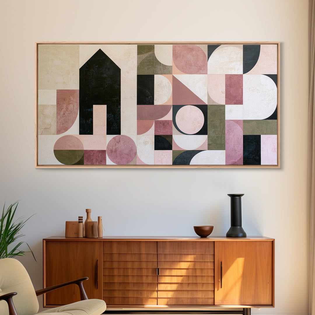 Simple Black House Shape Framed Canvas Print, Scandinavian Art, Room Decor, Living Room Decor, Nordic, Mid Century Modern, SCA-2x1-27