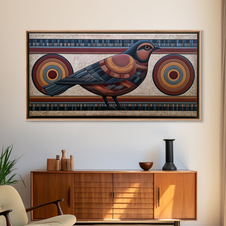 Nordic Folk Bird Canvas Print, Scandinavian Art, Wall Hanging, Living Room Decor, Fine Art, Nordic, Living Room Wall Art, SCA-2x1-31