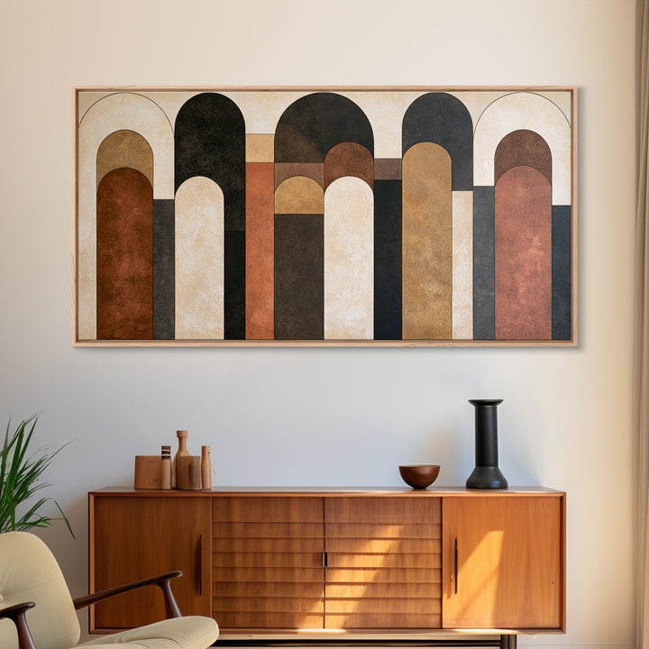 Abstract Arch Shapes Framed Canvas Print, Scandinavian Art, Decor, Living Room Decor, Abstract Art, Nordic, Printable Art, SCA-2x1-34