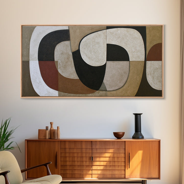 Soft Beige Geometric Abstraction Canvas Print, Scandinavian Art, Farmhouse Decor, Living Room Decor, Abstract Art, Nordic, SCA-2x1-47