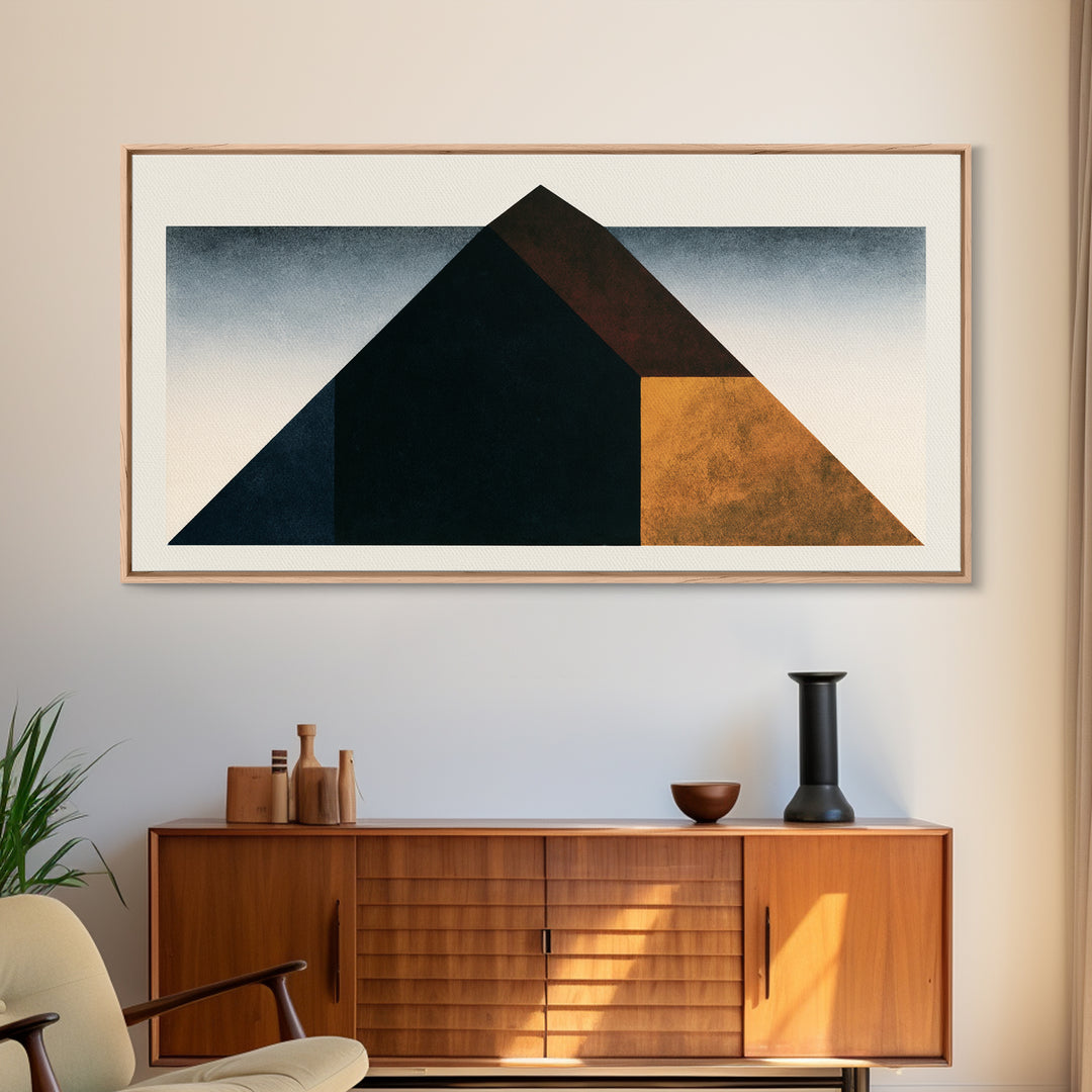 Simple Black House Shape Framed Canvas Print, Scandinavian Art, Living Room Decor, Abstract Art, Nordic, Gallery Decor, SCA-2x1-51