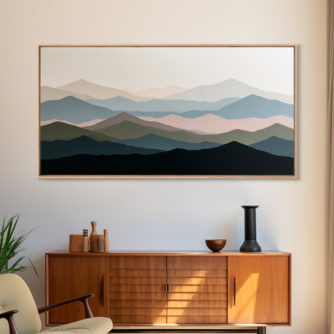 Muted Mountain Layers Canvas Print, Scandinavian Art, Printable, Living Room Decor, Fine Art, Nordic, Abstract Wall Art, SCA-2x1-52