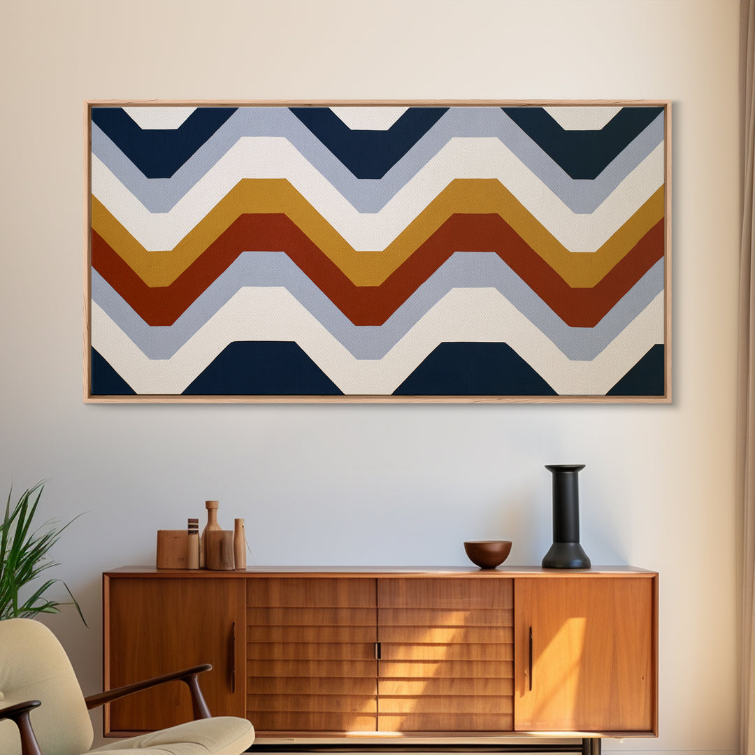Scandinavian Textile Pattern Framed Canvas Print, Scandinavian Art, Mid Century Modern, Living Room Decor, Oil Painting, Nordic, SCA-2x1-60