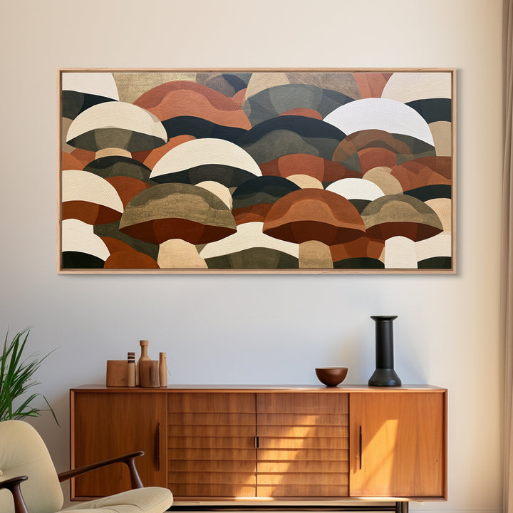 Simple Mushroom and Moss Forest Study Canvas Print, Scandinavian Art, Original Painting, Living Room Decor, Fine Art, Nordic, SCA-2x1-68