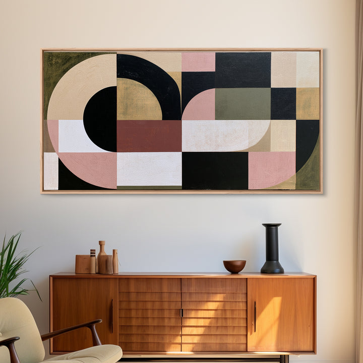 Soft Beige Geometric Abstraction Canvas Print, Scandinavian Art, Modern Art, Living Room Decor, Fine Art, Nordic, SCA-2x1-71