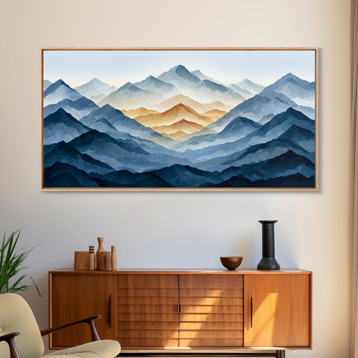Muted Mountain Layers Canvas Print, Scandinavian Art, Farmhouse Decor, Living Room Decor, Fine Art, Nordic, Gallery Decor, SCA-2x1-76