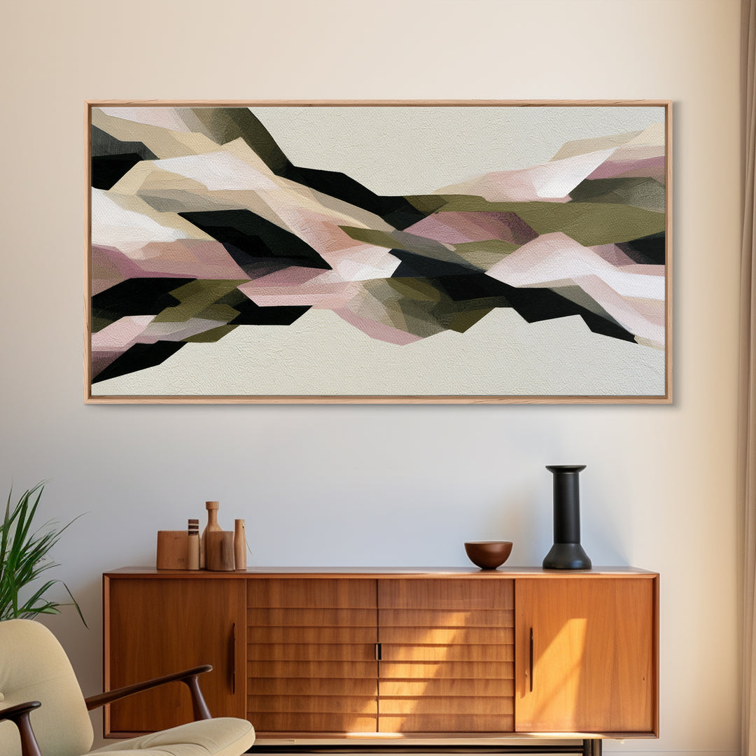 Winter Cabin Smoke Framed Canvas Print, Scandinavian Art, Oil Painting, Living Room Decor, Fine Art, Nordic, Boho Wall Decor, SCA-2x1-86
