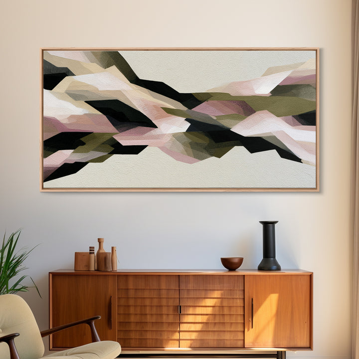 Winter Cabin Smoke Framed Canvas Print, Scandinavian Art, Oil Painting, Living Room Decor, Fine Art, Nordic, Boho Wall Decor, SCA-2x1-86