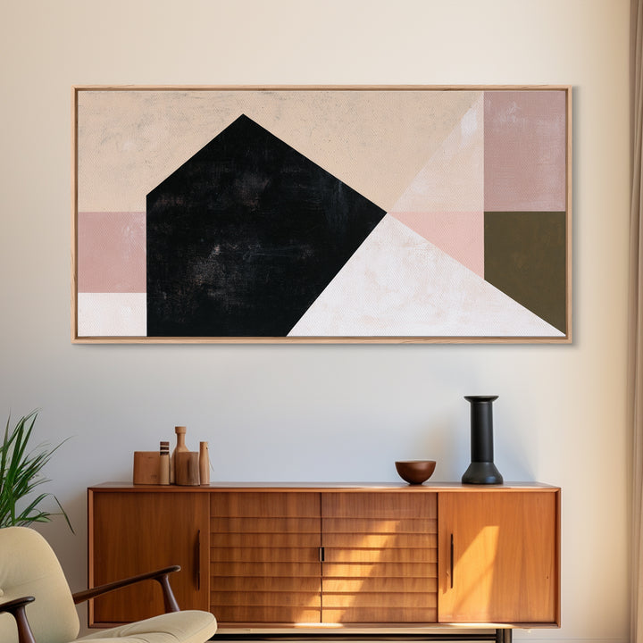 Simple Black House Shape Framed Canvas Print, Scandinavian Art, Modern Wall Art, Living Room Decor, Abstract Art, Nordic, SCA-2x1-99