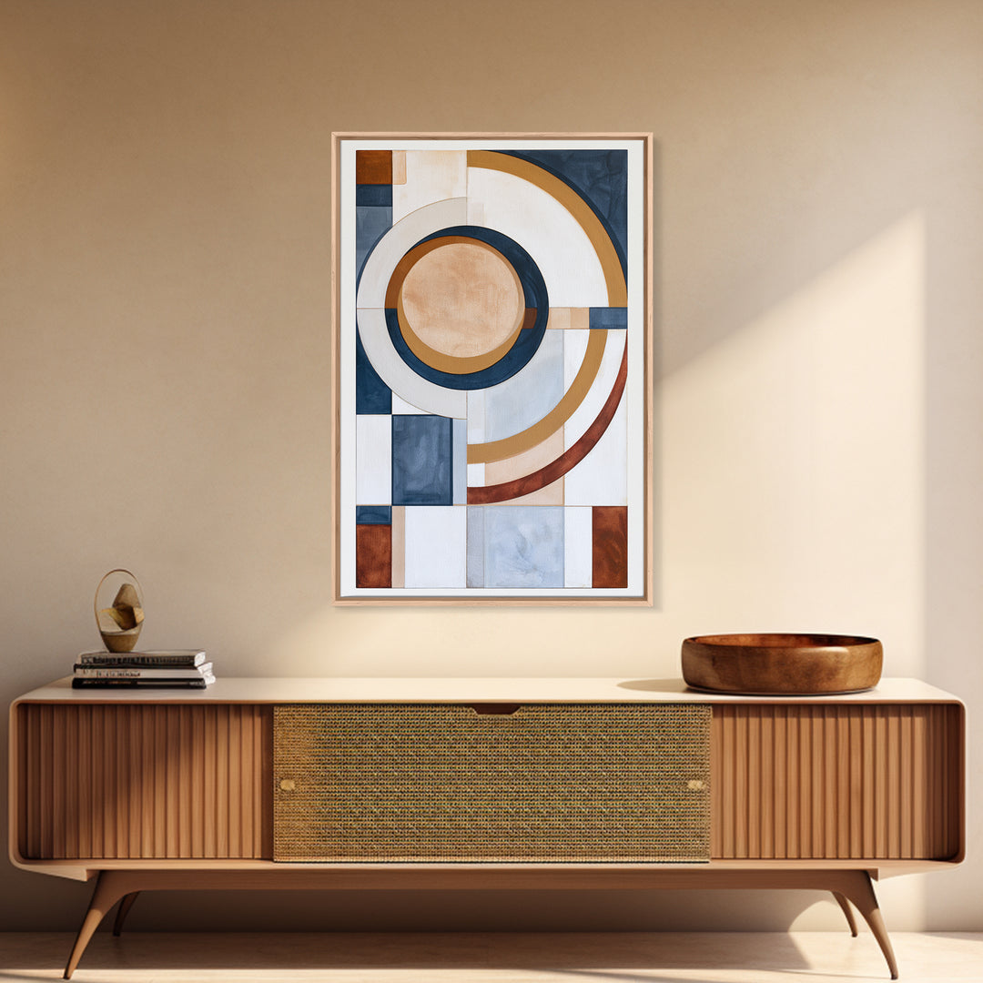 Minimal Sun over Pine Forest Framed Canvas Print, Scandinavian Art, Canvas Art, Living Room Decor, Oil Painting, Nordic, SCA-2x3-1