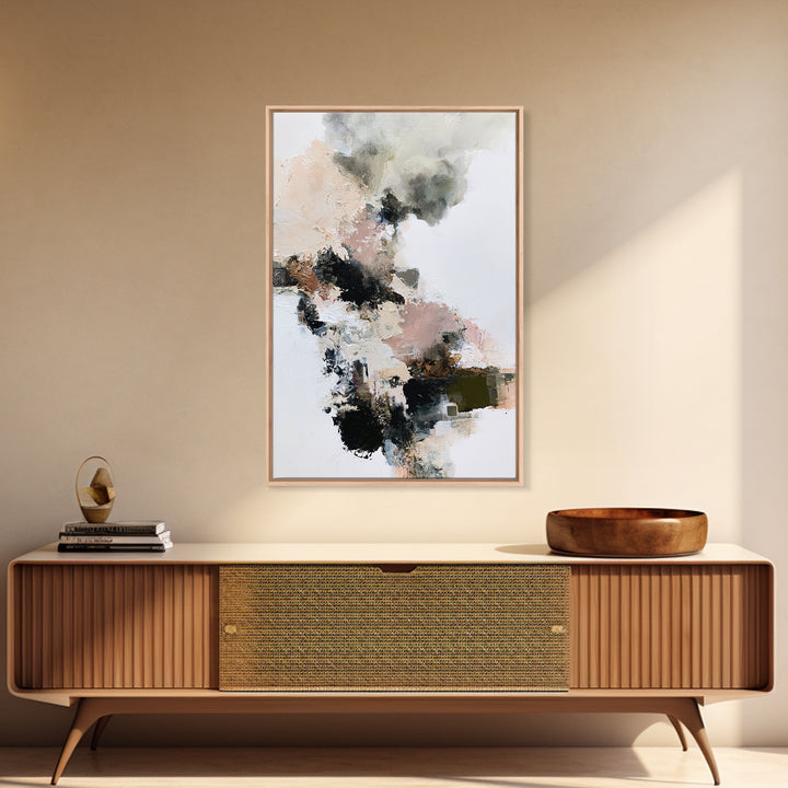 Winter Cabin Smoke Framed Canvas Print, Scandinavian Art, Wall Decor, Living Room Decor, Abstract Art, Nordic, Canvas Art, SCA-2x3-2