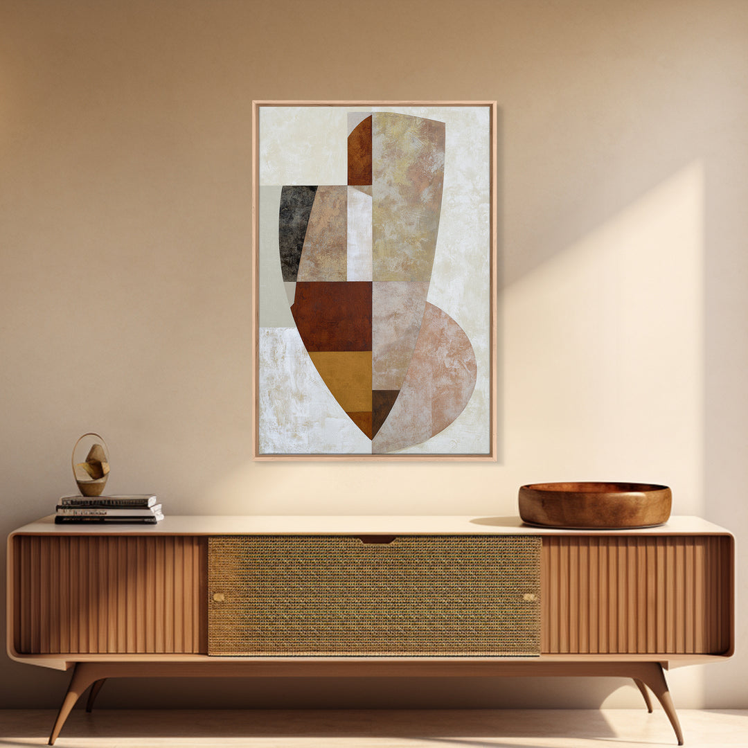 Soft Beige Geometric Abstraction Canvas Print, Scandinavian Art, Boho Wall Art, Living Room Decor, Abstract Art, Nordic, SCA-2x3-35
