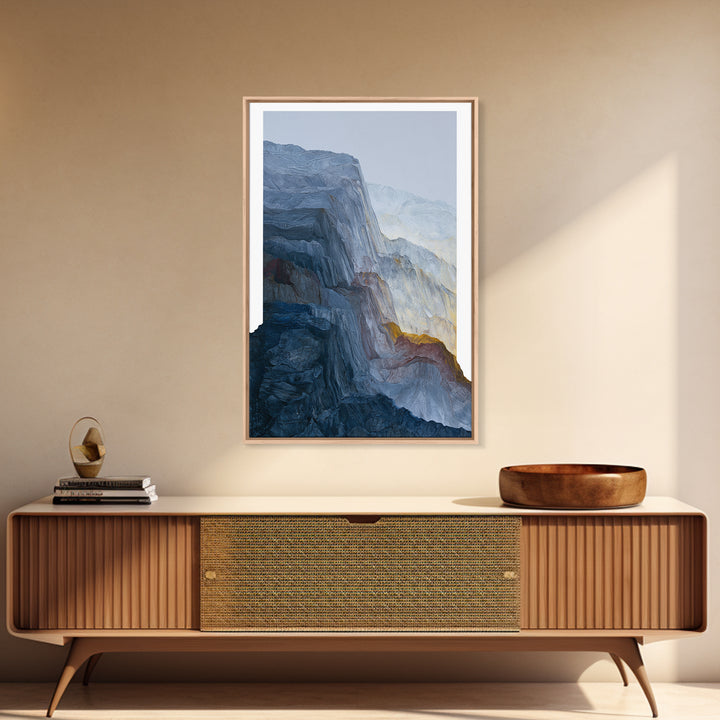 Muted Mountain Layers Framed Canvas Print, Scandinavian Art, Abstract Art, Living Room Decor, Nordic, Abstract Painting, SCA-2x3-64