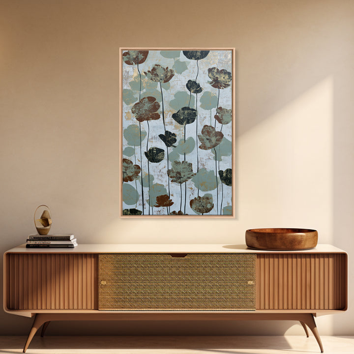 Minimal Meadow Flowers Canvas Print, Scandinavian Art, Large Wall Art, Living Room Decor, Nordic, Living Room Wall Art, SCA-2x3-66