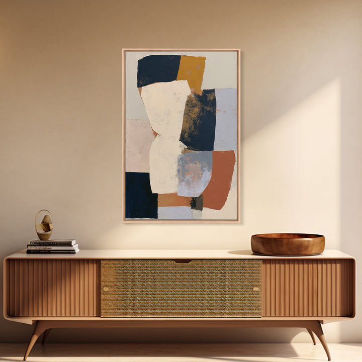 Soft Beige Geometric Abstraction Framed Canvas Print, Scandinavian Art, Room Decor, Living Room Decor, Fine Art, Nordic, SCA-2x3-83