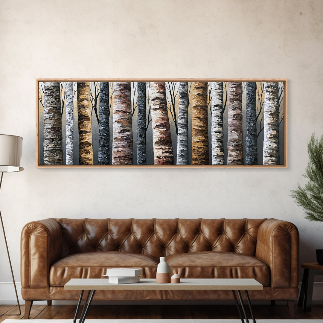 Birch Tree Trunks Canvas Print, Scandinavian Art, Modern Decor, Living Room Decor, Abstract Art, Nordic, Wall Decor, Art Print, SCA-3x1-25